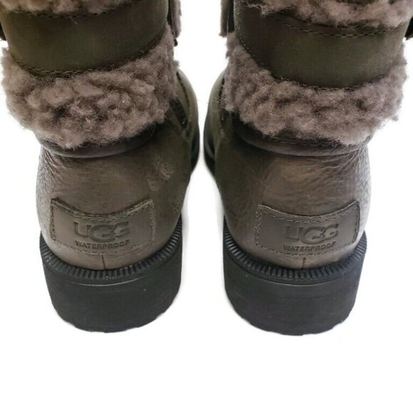 UGG Blayre IV Sz 6 Leather Sheepskin Boots Waterproof 1108131 Slate Olive Green - Picture 6 of 8